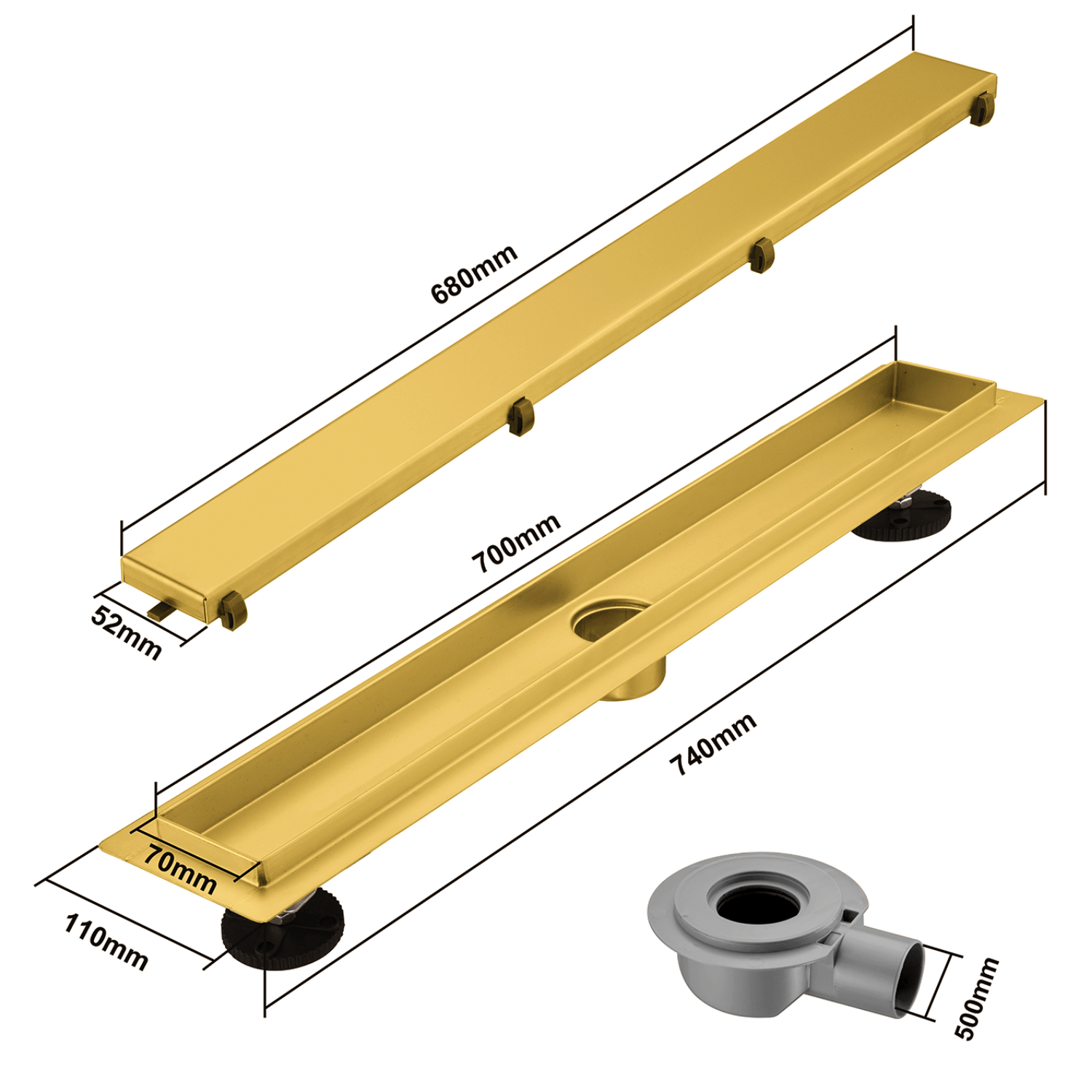 Douchegoot Nilo 70 cm - Goud - lomazoo.com