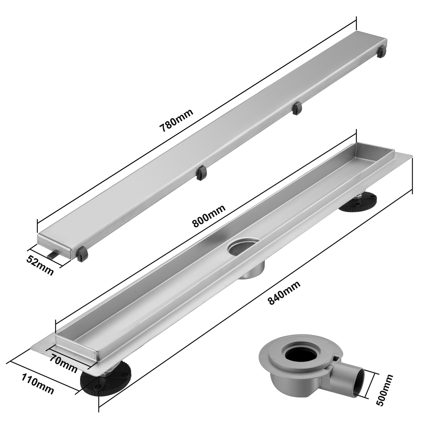 Douchegoot Nilo 80 cm - Geborsteld RVS - lomazoo.com