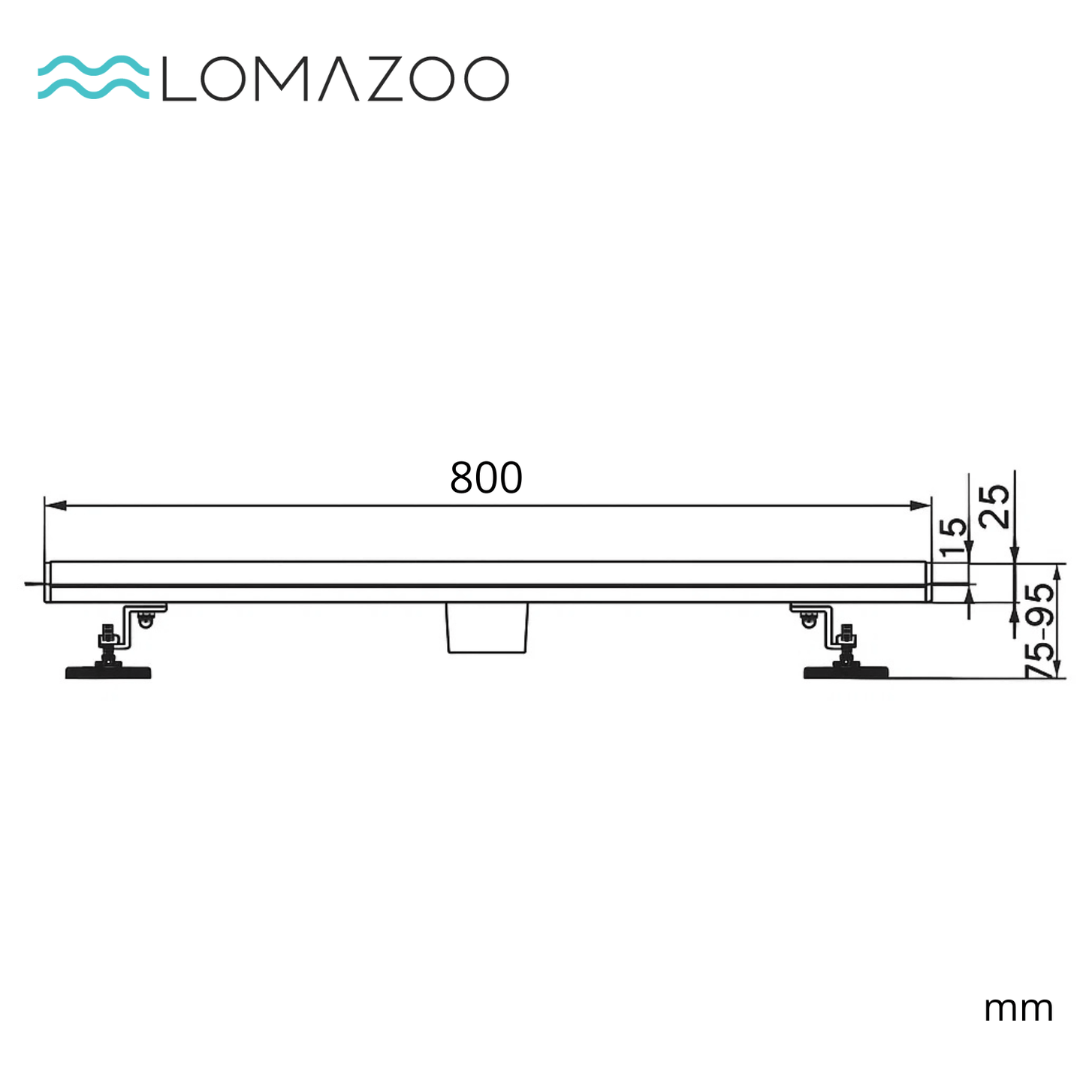 Douchegoot Nilo 80 cm - Geborsteld RVS - lomazoo.com
