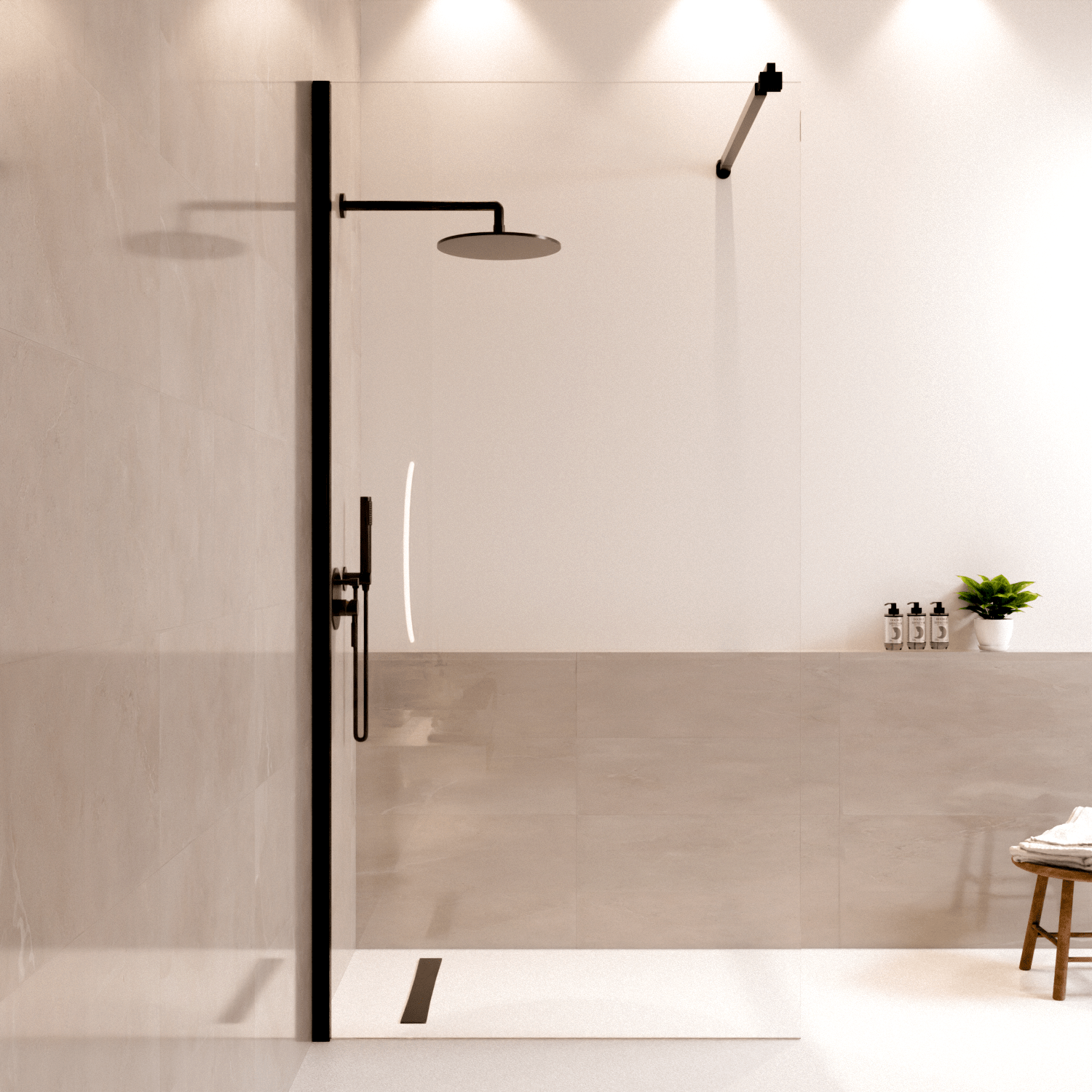 Douchewand Lima 100 x 200 cm - Zwart - Nano Coating - lomazoo.com