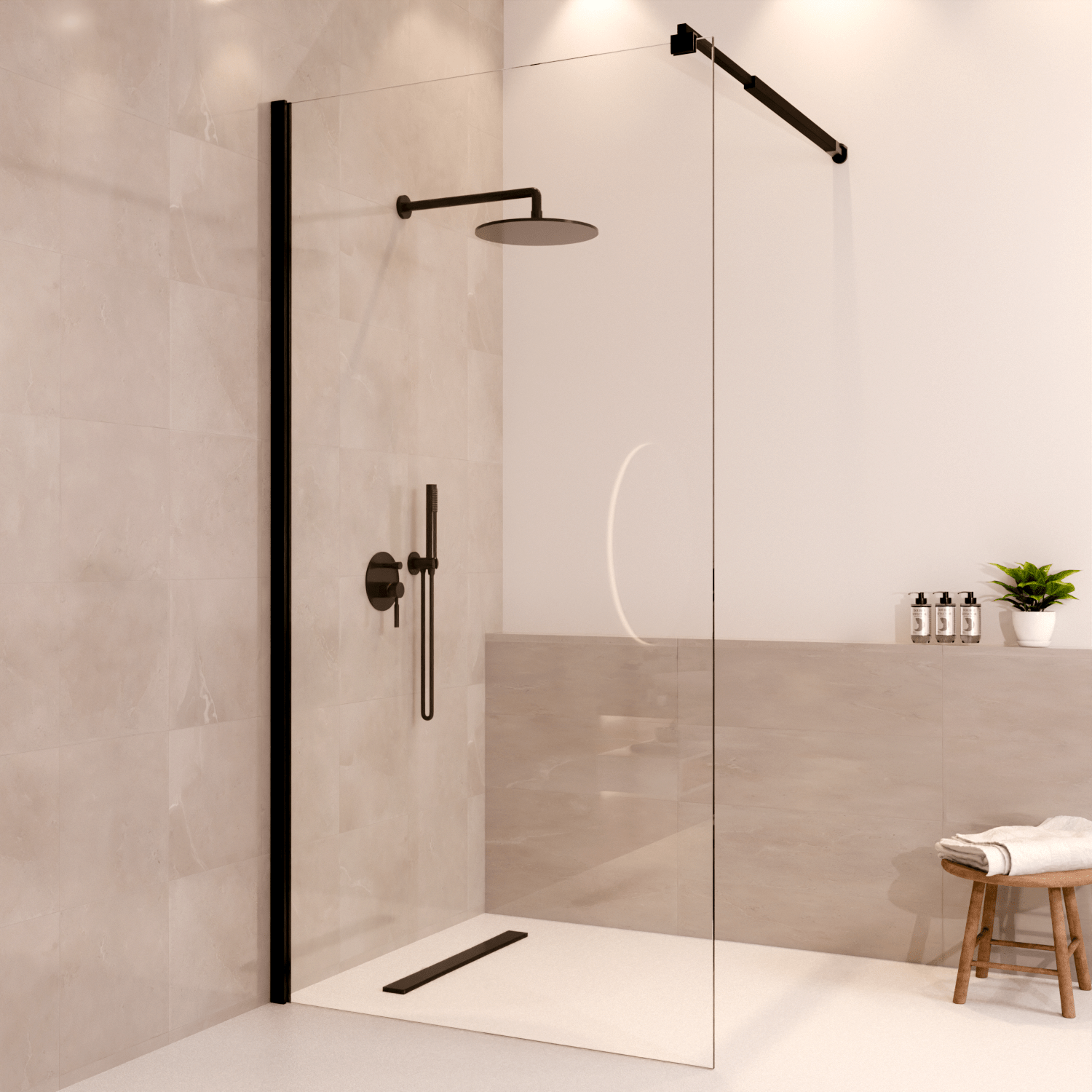 Douchewand Lima 100 x 200 cm - Zwart - Nano Coating - lomazoo.com