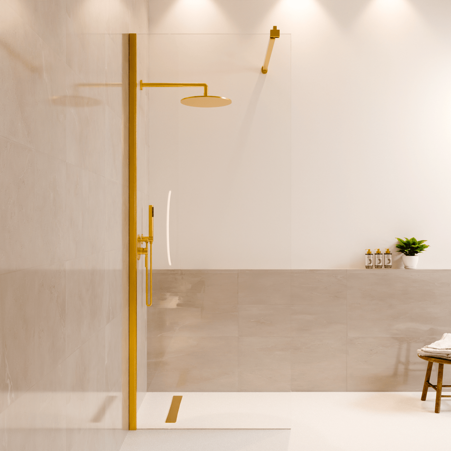 Douchewand Lima 60 x 200 cm - Glanzend Goud - Nano Coating - lomazoo.com