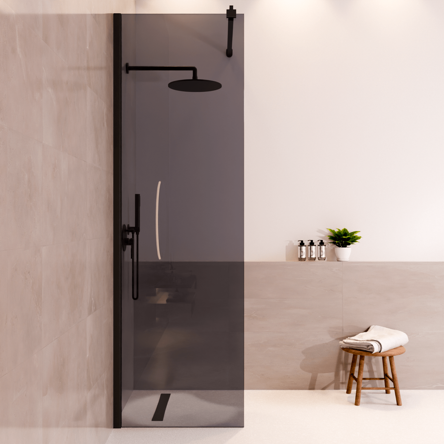 Douchewand Lima 60 x 200 cm - Zwart - Rookglas Nano Coating - lomazoo.com