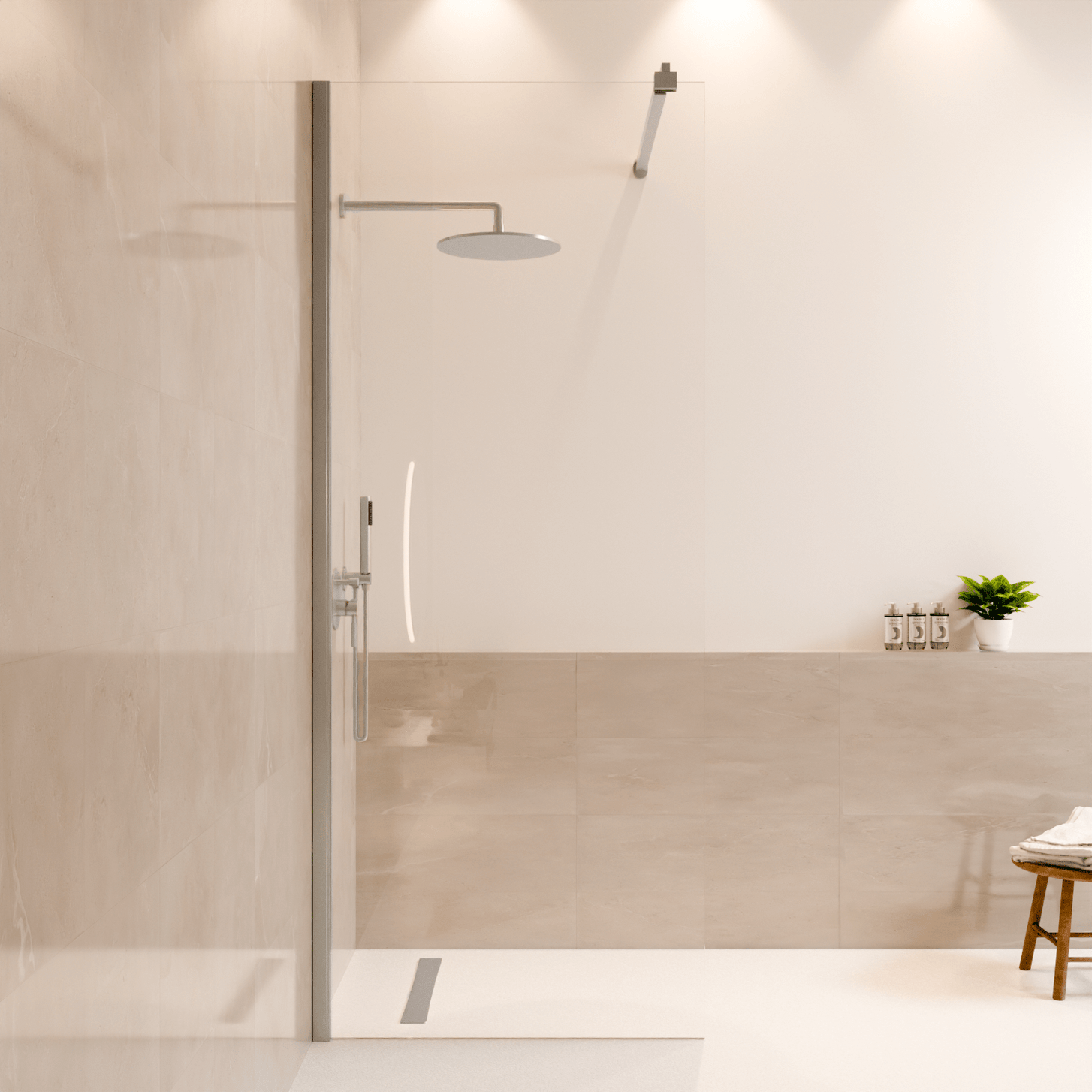 Douchewand Lima 80 x 200 cm - Chroom - Nano Coating - lomazoo.com