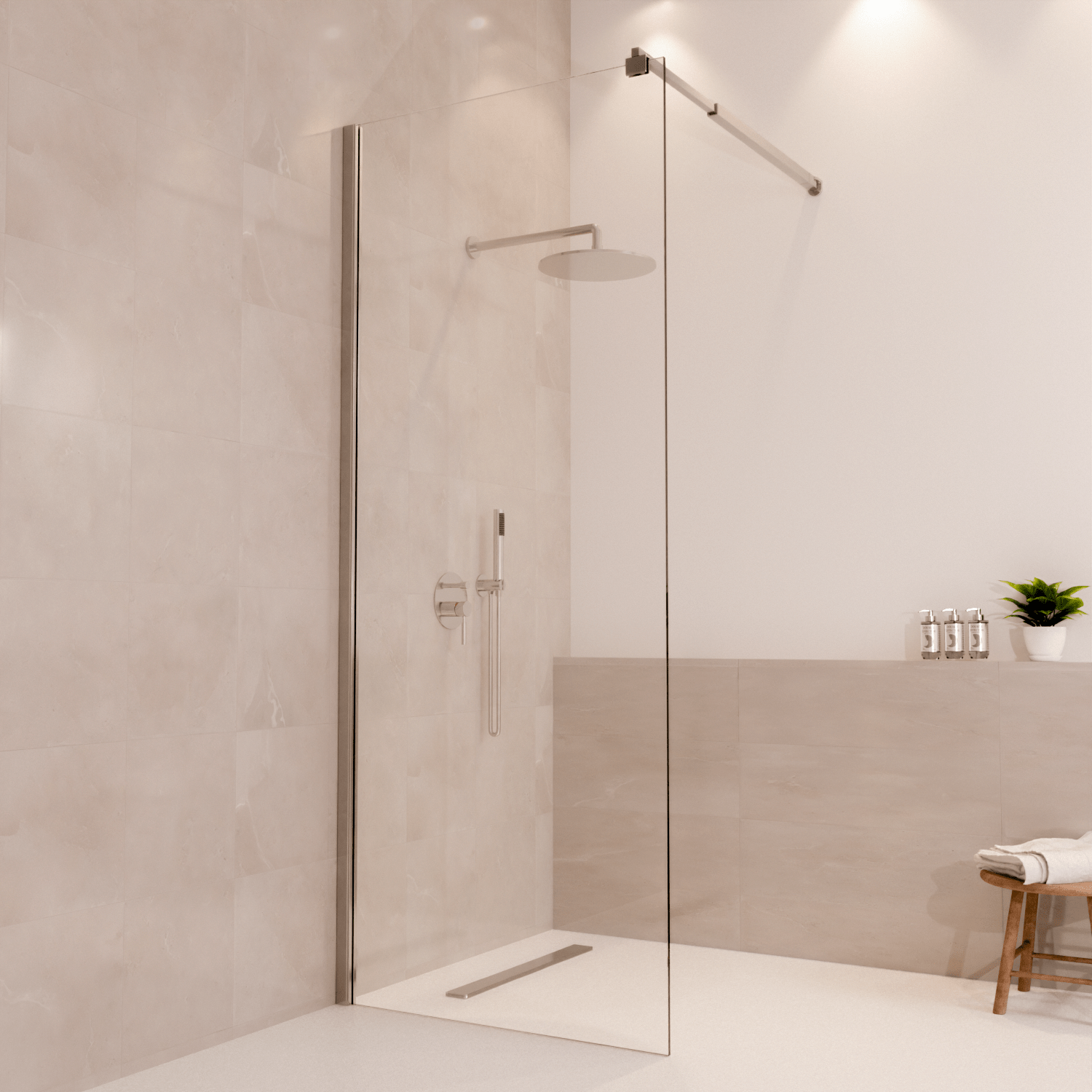 Douchewand Lima 80 x 200 cm - Chroom - Nano Coating - lomazoo.com