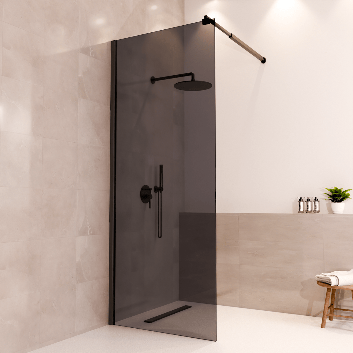 Douchewand Lima 80 x 200 cm - Zwart - Rookglas Nano Coating