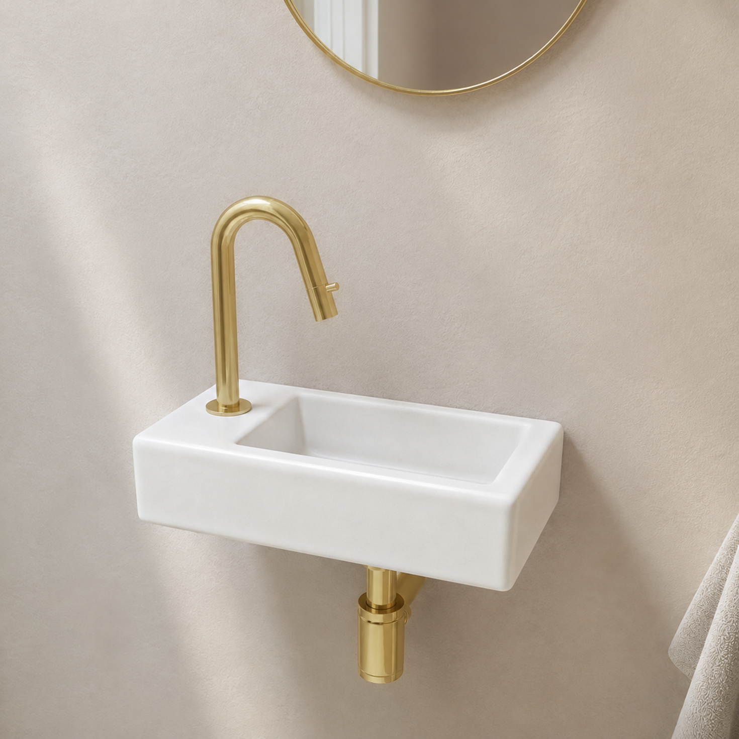Robinet lave-mains blanc - trou de robinet à gauche
