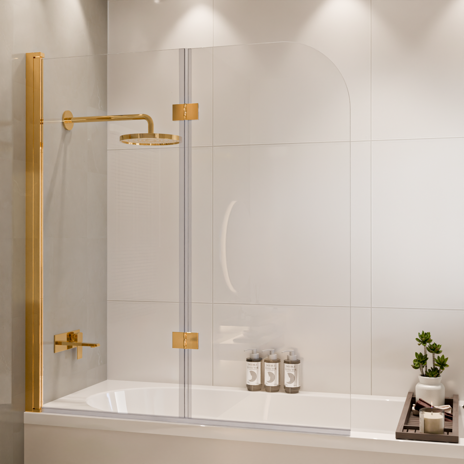 Badwand Caracas 120 x 140 cm - Glanzend Goud - Nano Coating