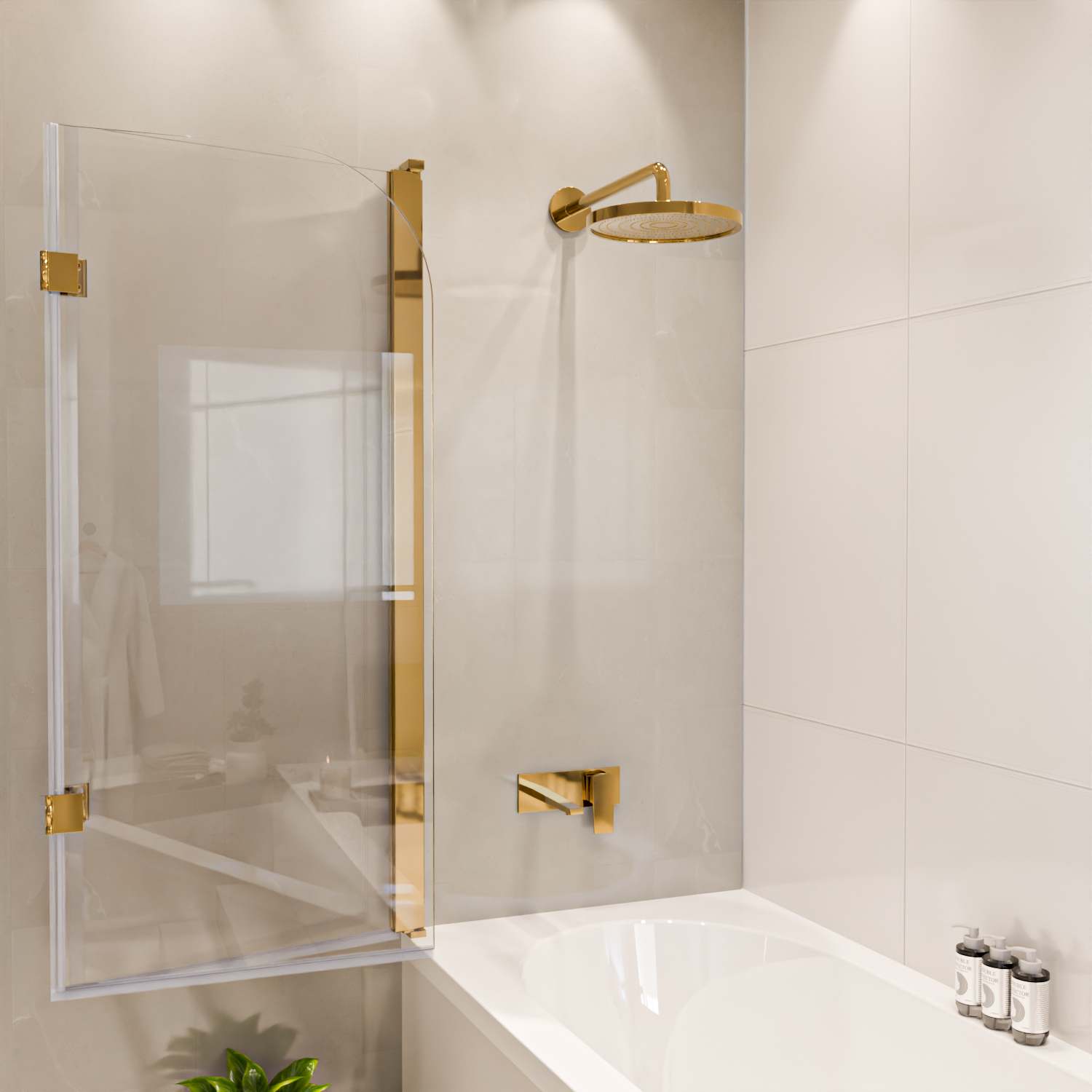 Badwand Caracas 120 x 140 cm - Glanzend Goud - Nano Coating