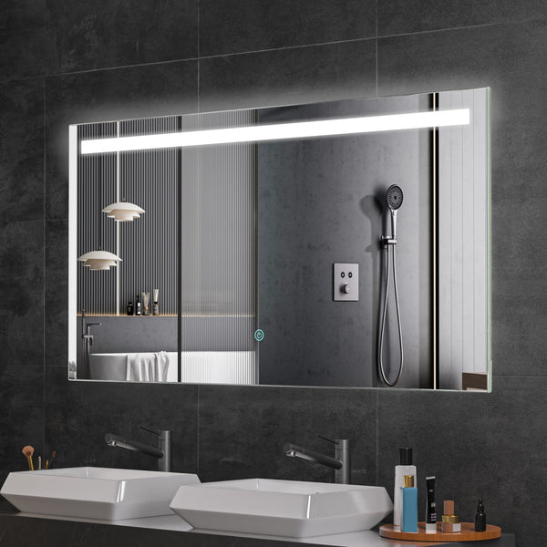YOLEO Badkamerspiegel met Verlichting, Bluetooth Speaker en Stopcontact, LED Anti-Beslagen YOLEO Badkamerspiegel met Verlichting, Bluetooth Speaker en Stopcontact, LED Anti-Beslagen