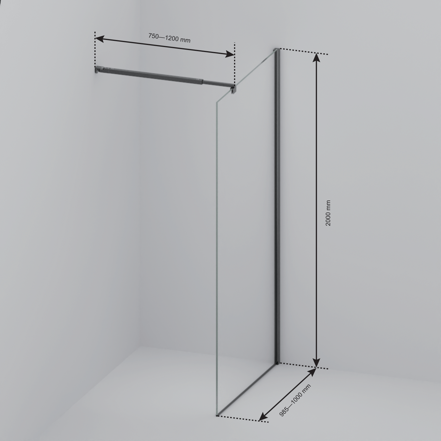 Inloopdouche Lima 100 x 200 cm - Zwart - Nano Coating - lomazoo.com