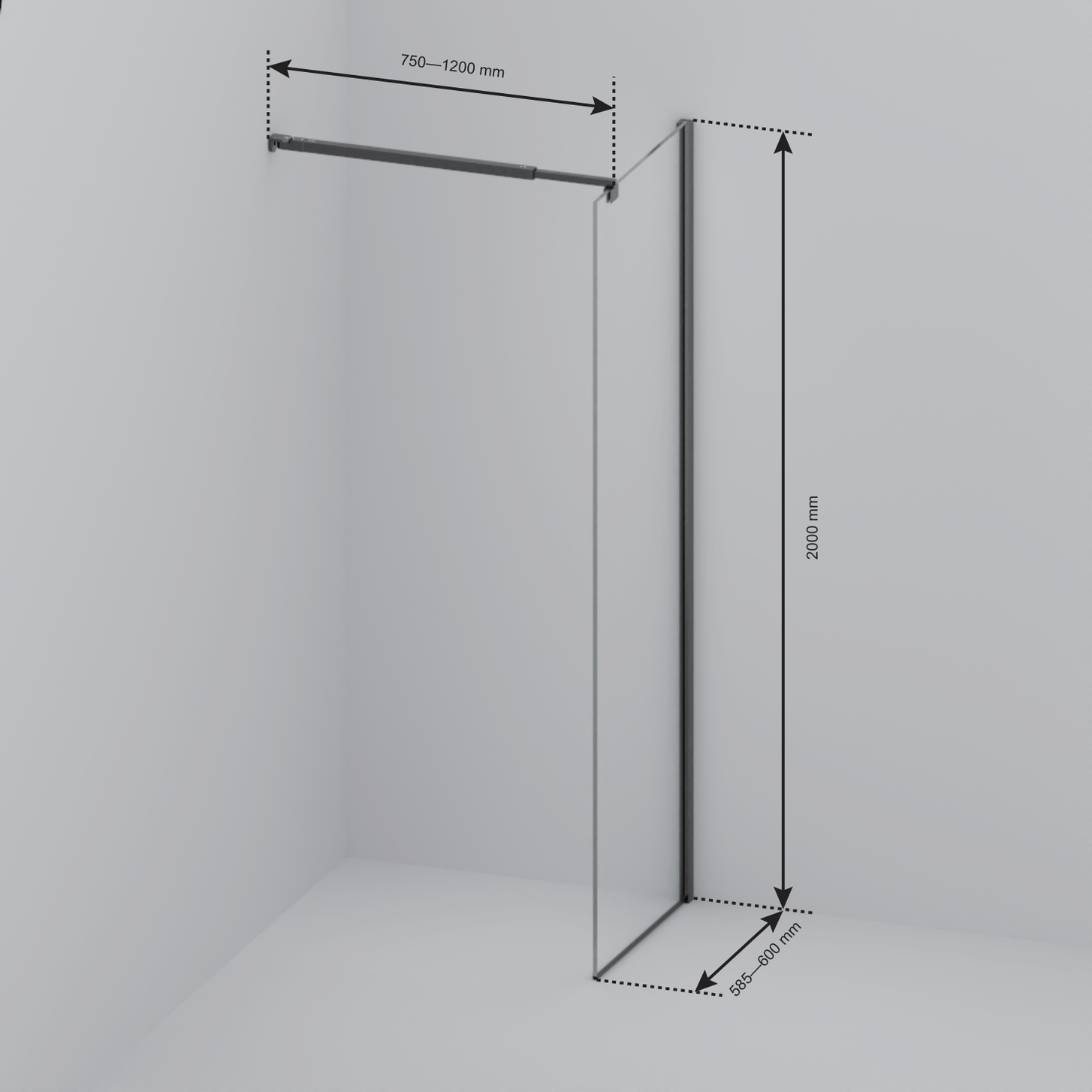 Inloopdouche Lima 60 x 200 cm - Glanzend Goud - Nano Coating - lomazoo.com