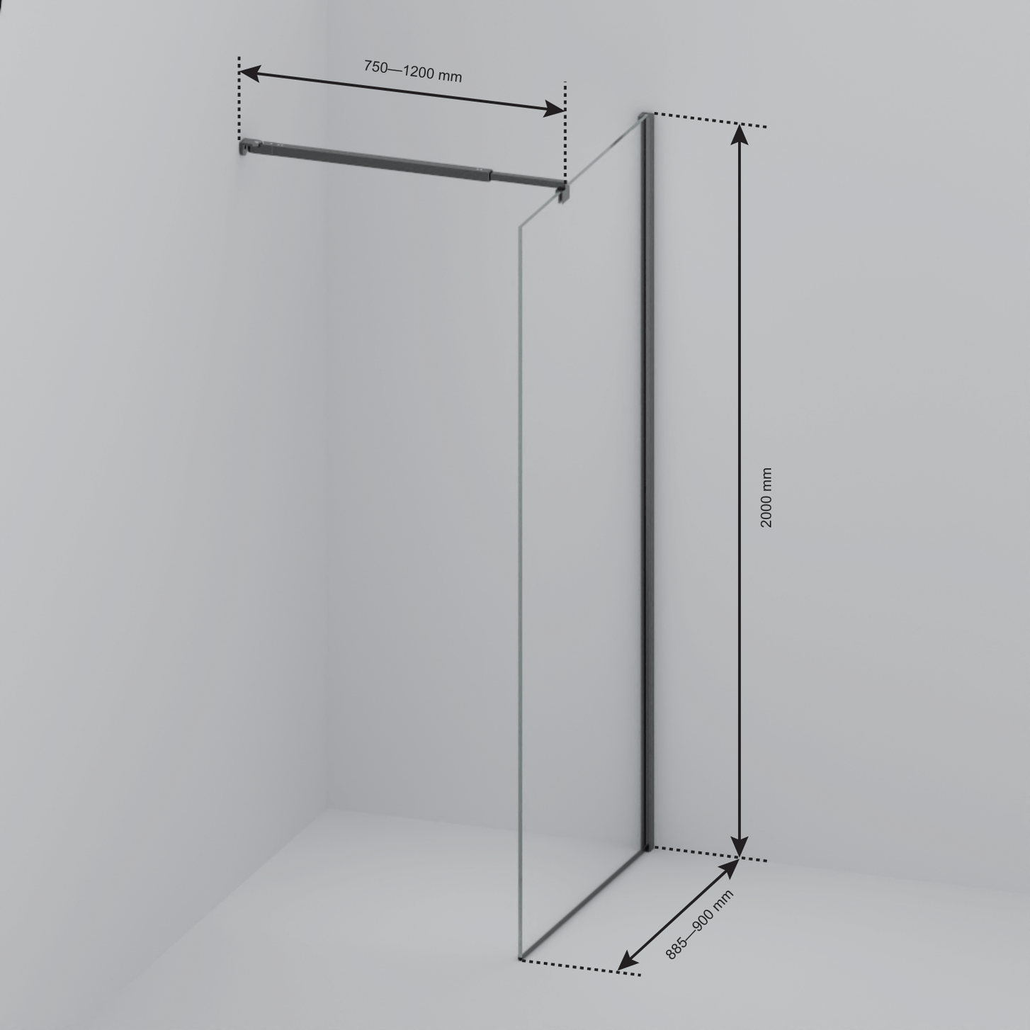 Inloopdouche Lima 90 x 200 cm - Zwart - Nano Coating - lomazoo.com