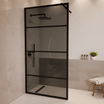 Inloopdouche Tacna 100 x 200 cm - Zwart - Rookglas Met Strepen - Nano Coating - lomazoo.com