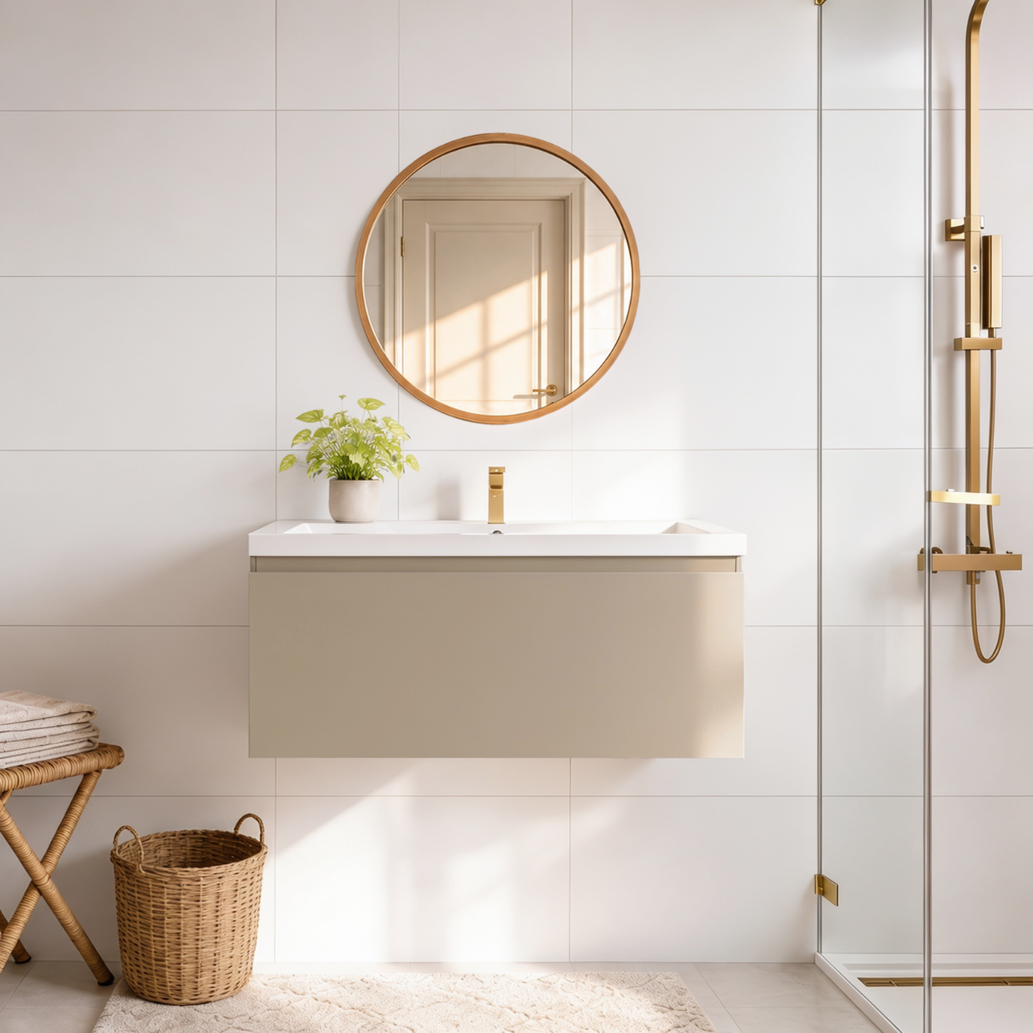 MODENA Greige - Wastafel Wit - 100cm - lomazoo.com