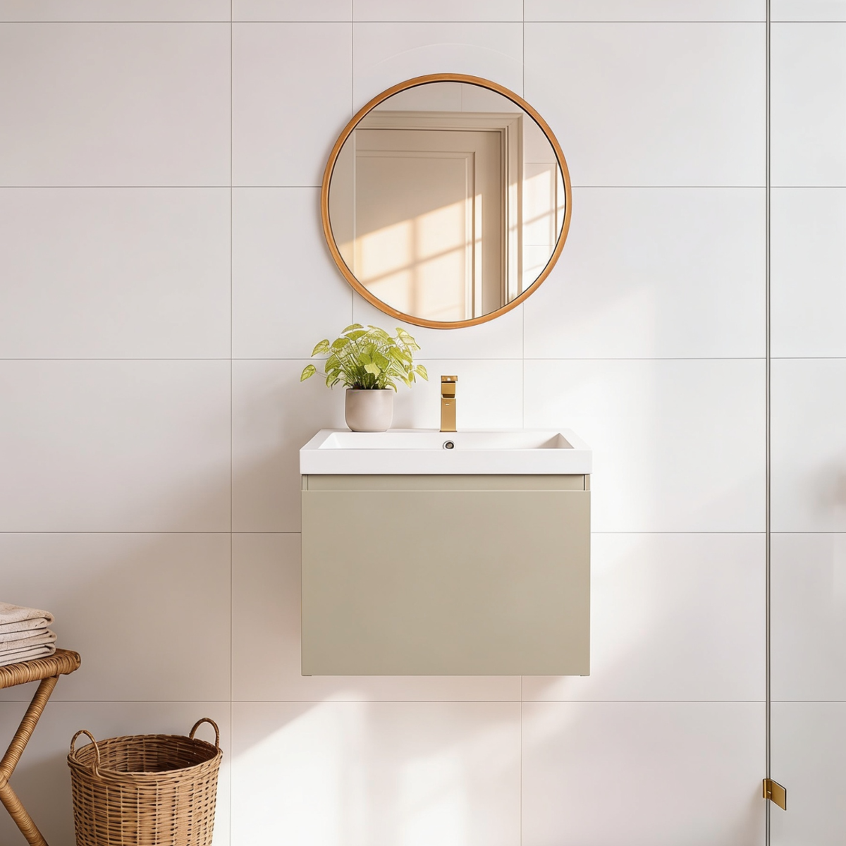 MODENA Greige - White Basin - 60cm