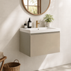 Mueble de baño suspendido MODENA greige - Lavabo blanco - 60cm