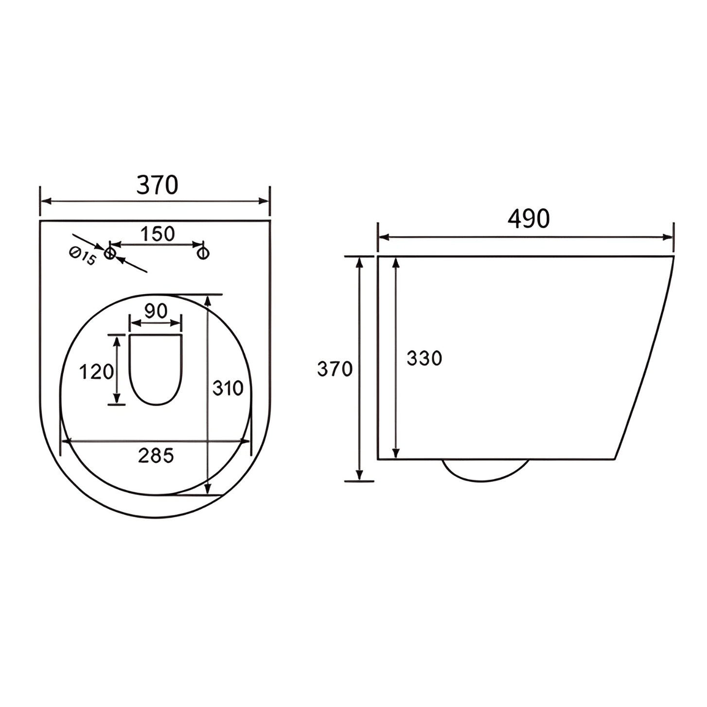 Hangtoilet met Inbouwreservoir - Rond Wit - Drukplaat Rond Wit - Linea - lomazoo.com