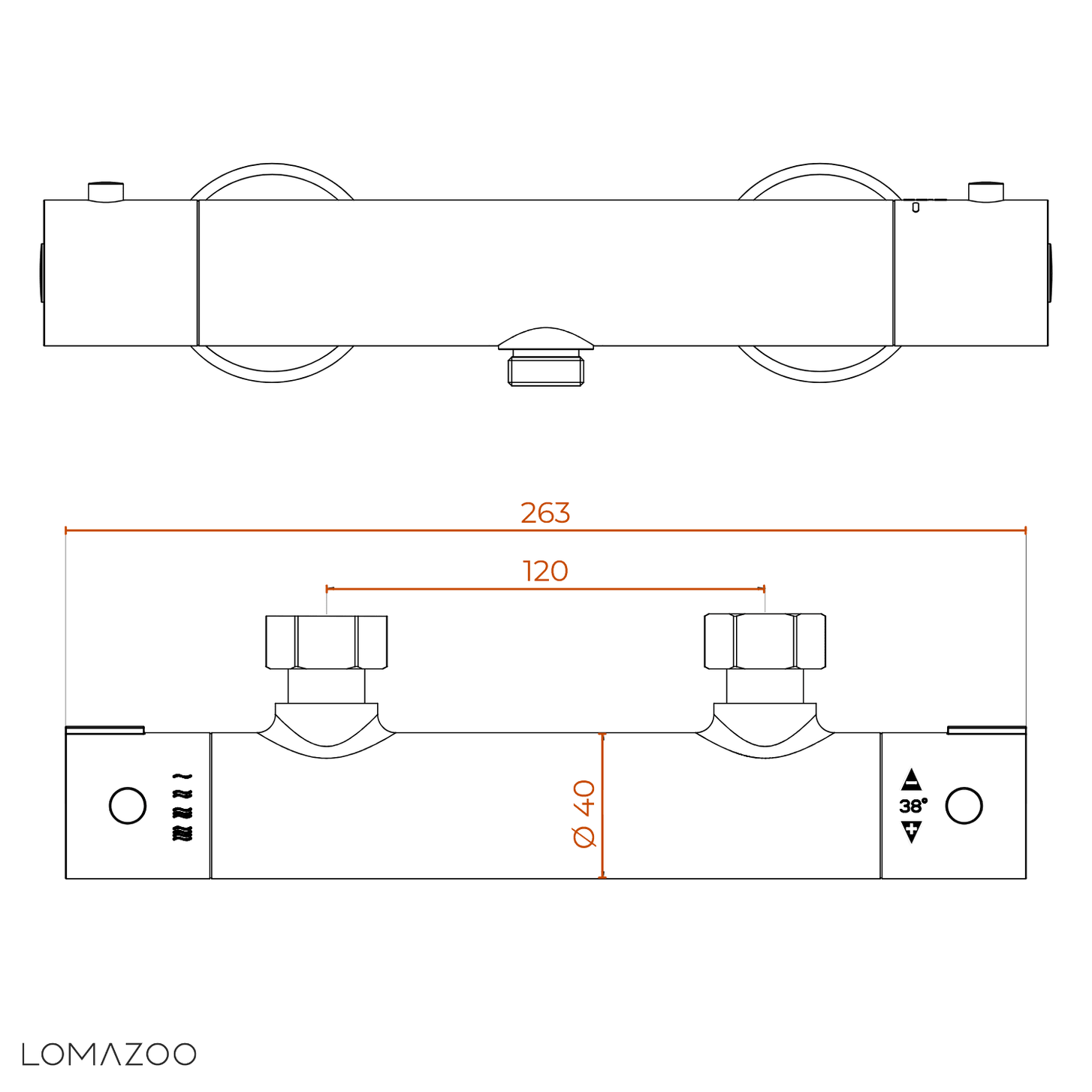 Thermostatische douchekraan Mat Zwart - 12cm - lomazoo.com