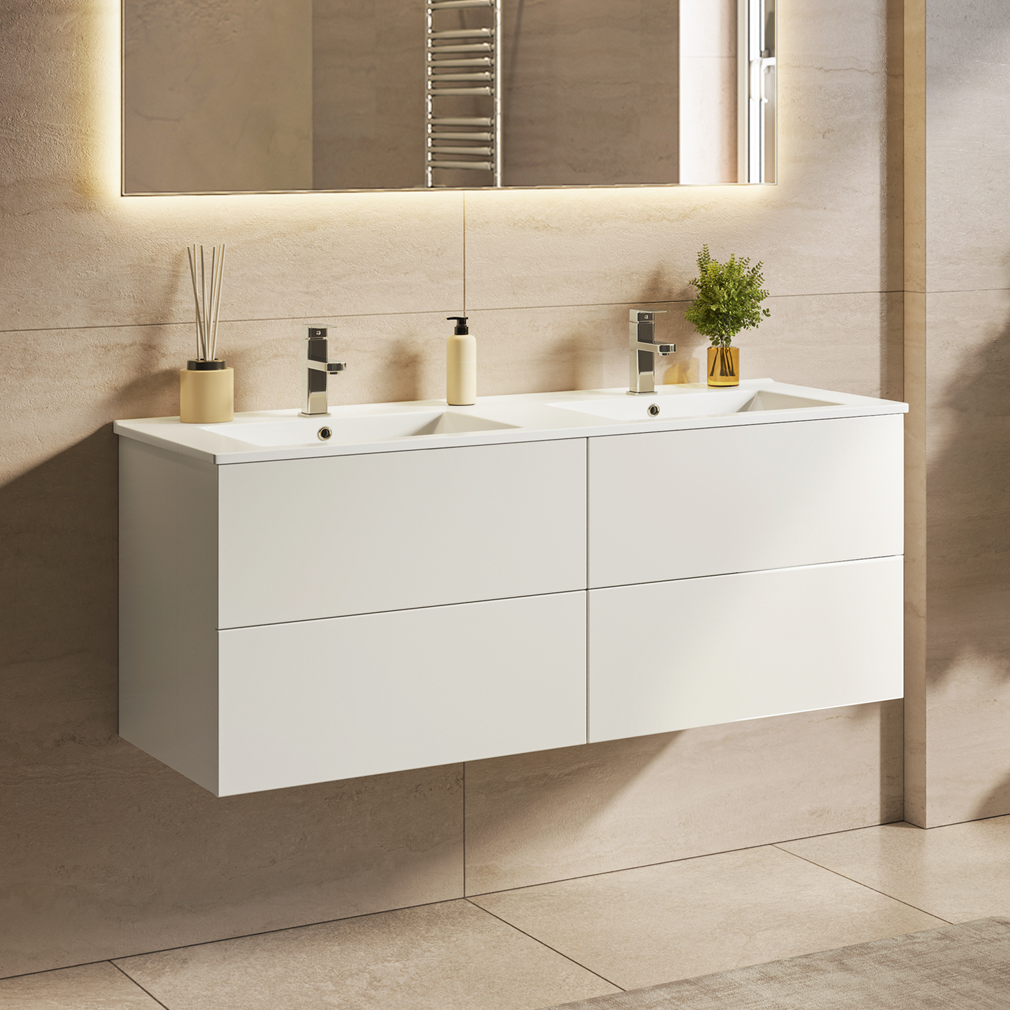 NINEO Hochglanz Weiß – Weißes Waschbecken – 120 cm