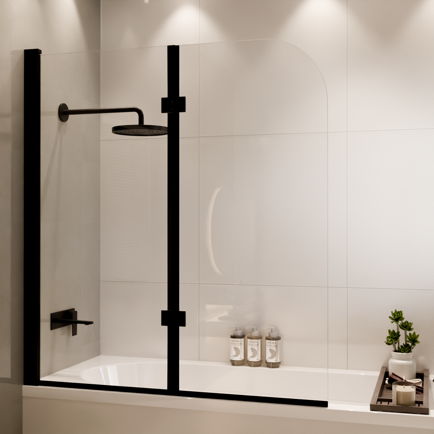 Badwand Caracas 120 x 140 cm - Zwart - Nano Coating