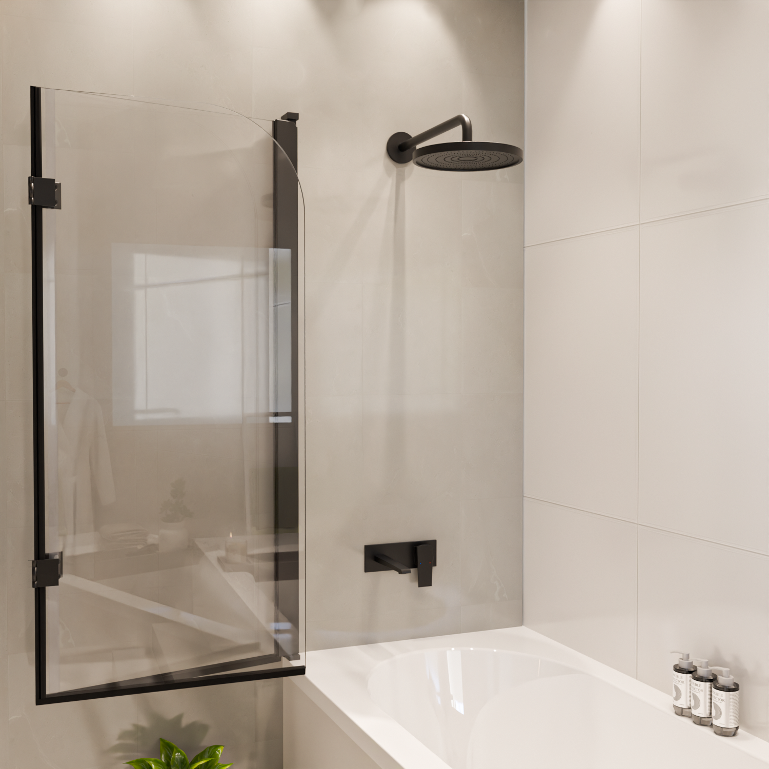 Badwand Caracas 120 x 140 cm - Zwart - Nano Coating